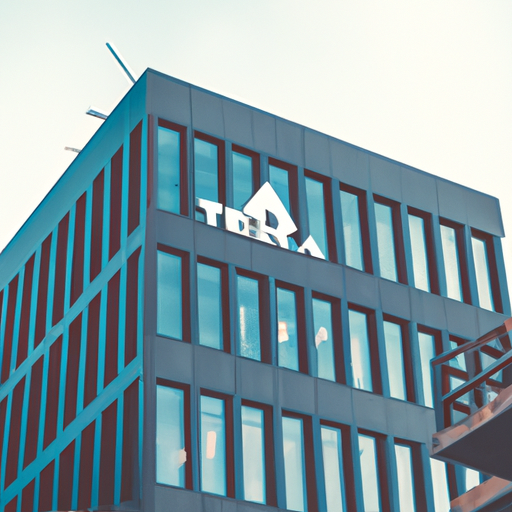 תמונה של בניין משרדים מודרני עם לוגו צדק מדיה.