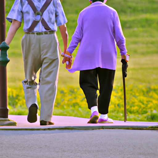 זוג מבוגרים הולך יד ביד, המסמל את החשיבות של שמירה על פעילות לבריאות העצם.