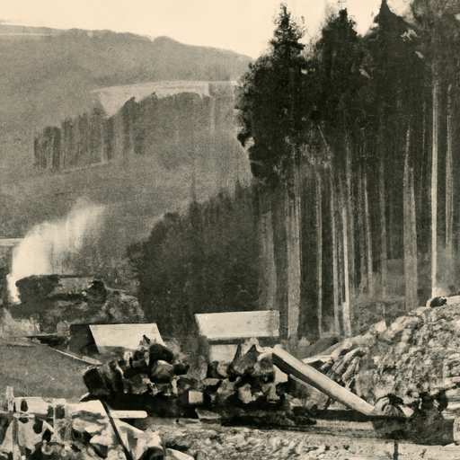 3. תצלום היסטורי המציג את תעשיית כריתת העצים ביער השחור במהלך המאה ה-19.